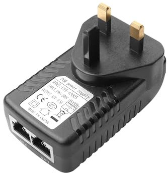 YAODHAOD 48V 0.5A POE Injector 100M,Ethernet Adapter UK Plug Power,for 12V 24V 48V IP Phone/Wireless Access Point