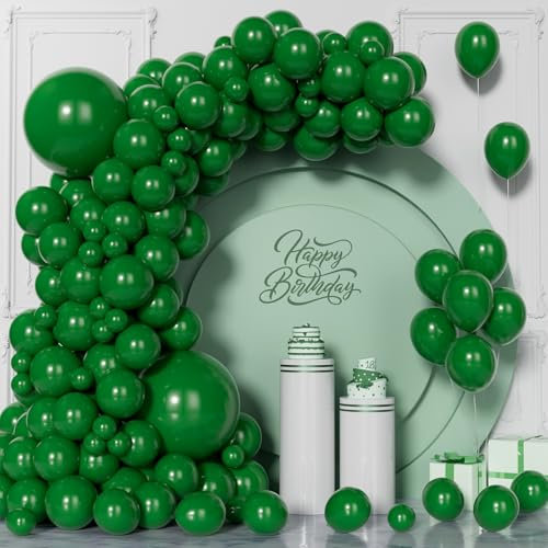 Visun Grüne Luftballons, 130 Stück Dunkel Grünes Ballon Girlanden Bogen Set, 5/9/10/12/18 Zoll Grüner Luftballon Für Jungen Hochzeit Geburtstag Party Weihnachten Dschungel Tropische Safari Themen Deko