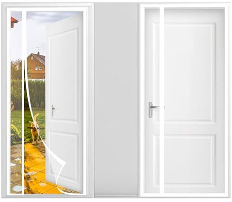 zanzariera per finestra sul tetto,Tenda anti-insetti,chiusura automatica,anti-zanzare senza forare per cucina/soggiorno/camera da letto,130x225cm-Bianco