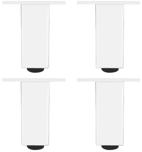 SZLXJMFL White, 4pcs Table Legs DIY Metal Furniture Feet Adjustable 6cm-40cm Heavy Duty Sofa Legs Cabinet Legs Cupboard Feet Kitchen Foot, Rubber Anti-slip Mat, Free Screw-12cm/4.7