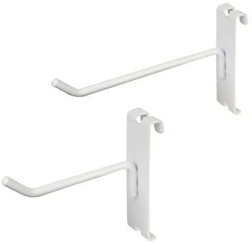 Dazzling Displays Gitterwandhaken aus Metall, Weiß, Box mit 12 Stück – sechs 10,2 cm und sechs 15,2 cm Haken, ideales Gitterwand-Zubehör für Gitterwand-Zubehör