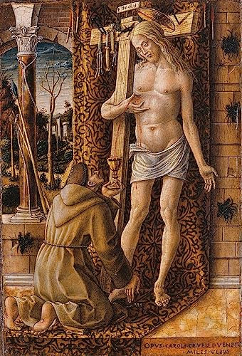 MHFFDYIV Berühmte Gemälde Mode Leinwand Malerei Leinwand Plakat Der Heilige Sammelt Das Blut Christi Von Carlo Crivelli Moderne Kunst für Wohnzimmerdekoration 60x90cm
