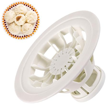 Salyeeluly Machine à Baozi chinoise | Moule à tarte à la vapeur | Machine à raviolis | Fonctionnement manuel | Matériau plastique | Couleur blanche