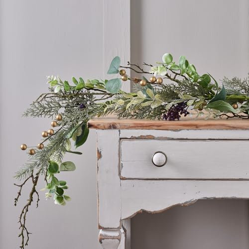 Lights4fun 1,5m Weihnachtsgirlande Gold Weihnachtsdeko Gold Tischdeko Weihnachts Tischläufer Weihnachten