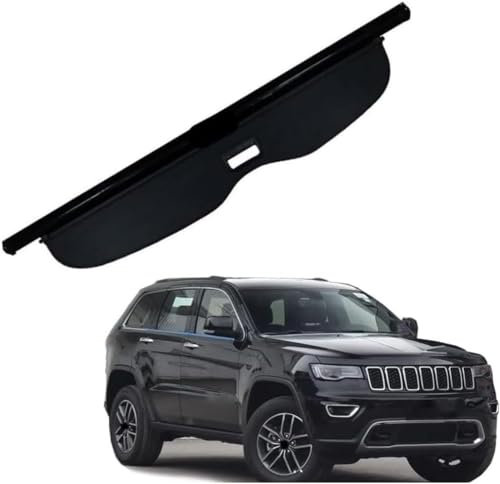 SBFGH Einziehbarer Auto Laderaumabdeckung für Jeep Grand Cherokee 2017+, Ausziehbar Auto Kofferraumabdeckung Cargo Cover Rollo Ersatz Hinterer Paket Regal
