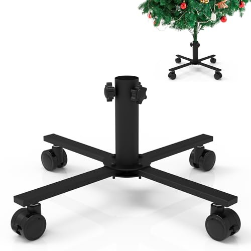 Mordx Christmas Tree Stand With Rubber Casters, Metal Christmas Tree Stand, Removable Christmas Tree Base, Artificial Christmas Tree Metal Base, Christmas Decorations (40cm,ø 3.6 cm)