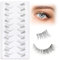 EMEDA 10 Paires Demi Faux Cils Bande Transparente Cils de coin Naturel Half Eyelashes Court et Doux Fake Cils 3D Accent Cils 100% Fait À La Main Natural half Corner Lashes (Demi lashes 309)