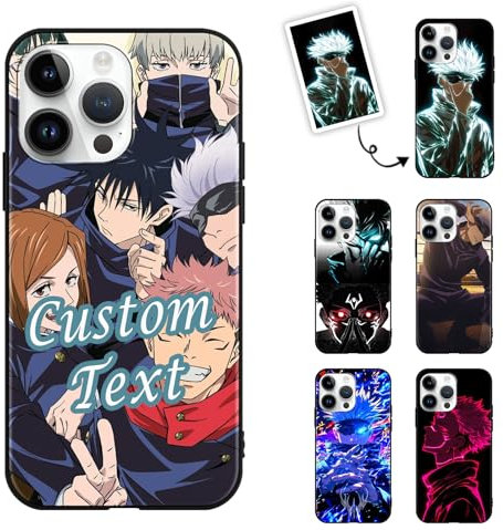 LunarDrift Personalisierte Handyhülle für Apple iPhone 12/12 Pro Hülle '', Anime Gojo Satoru Itadori Yuji Sukuna Manga Muster Optionale Foto & Text Custom Schutzhülle TPU Stoßfest
