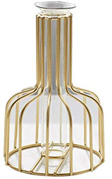 ZGSSOPTU Jarrón de cristal con flores secas de hierro forjado, adornos de plantas y flores para sala de estar