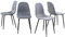 Homy Casa, Esszimmerstühle, Leinenstoff, schwarze Metallbeine, skandinavische Seitenstühle für Küche, Esszimmer, Wohnzimmer, Schlafzimmer, schwarze Metallbeine, grau, 4 Stück