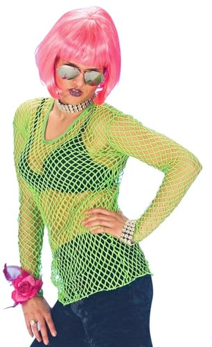 Neon Netz Shirt – Leuchtendes Oberteil für Festival, Rave, Disco & 80er Motto Party – Auffälliges Kostüm für Damen & Herren in bunten Farben