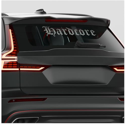 Finest Folia Frontscheibenaufkleber Hardcore Schriftzug Aufkleber für Windschutzscheibe Heckscheibe Frontscheibe Auto Fahrzeug Dekor Sticker FS141 (Mittellgrau, Außenklebend)
