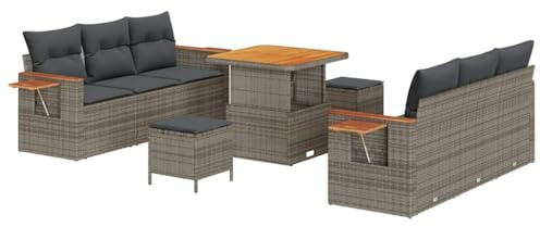 vidaXL Gartensofa-Set 9 STK. 8-Sitzanzahl Grau