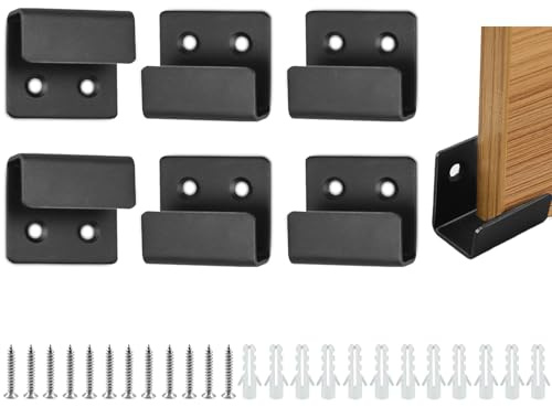 6 PCS Stainless Steel Wall Mount Bracket Hooks,Ceramic Wall Display Clip Holders,Heavy Duty Tile Hanger for Billboard Mirror Picture Frame (Black, Slot Width 25mm)
