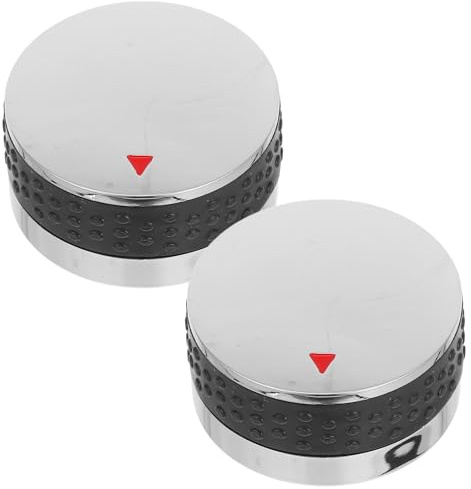Veemoon 2 Stück Ersatz Gasgrill Knöpfe Bbq Drehregler mit Achse Rutschfeste Bedienung Passend für Gasgrill und Backofen Steuerknöpfe Silberfarbene Grill Ersatzteile Präzise Kontrolle