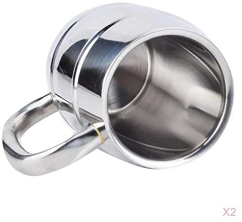 Bvdfgk 2 X 300 Ml Edelstahl Doppelwandbecher, Ideal für Reisen, Camping, Kaffee Und Tee