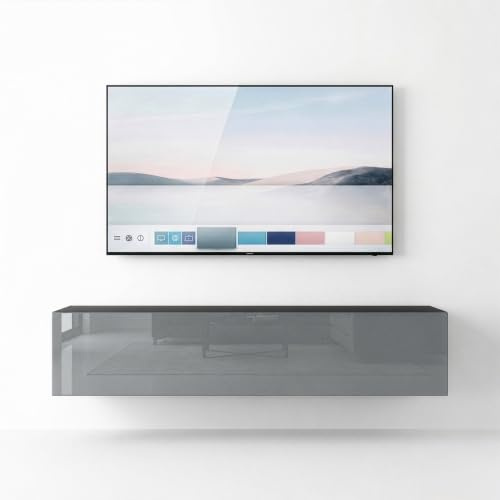 InnoFurn Lowboard Vela, hängendes TV-Board, Moderner Fernsehschrank 139 cm lang Fernsehtisch, Schwarz matt/Grau Hochglanz (27 x 139 x 31 cm)