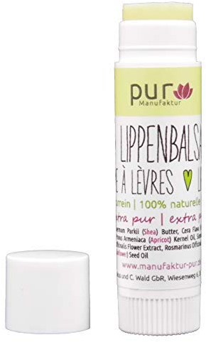 pur Manufaktur Bio-Lippenbalsam Stift, 6,5 g, mit ätherischen Ölen, Sheabutter und Jojobaöl (Stift, ohne Duft/Geschmack)