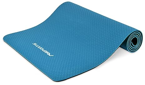 Gymnastikmatte Yoga-Premium inkl. Übungsposter 183 x 61 x 0,8 cm | Hautfreundliche - Phthalatfreie Fitnessmatte - in verschiedenen Farben - Yogamatte (Marineblau - 183 x 61 x 0,8 cm)