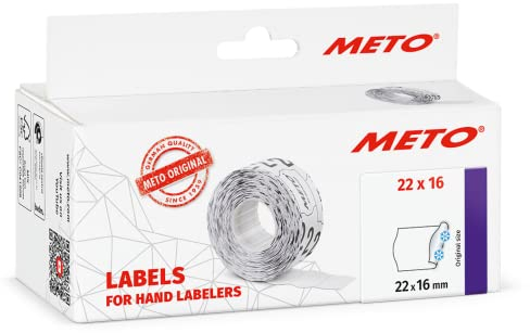 Meto Etiketten für Preisauszeichner (22x16 mm, 6.000 Stück, weiß, 2-zeilig, multifunktion permanent und tiefkühl, für Meto, Contact, Sato, Avery, etc.)
