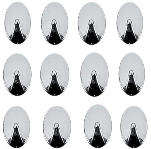 12 Strong Self Adhesive Chrome Effect Hooks Kitchen Bathroom Stick On Wall Door Hanging Tea Towel