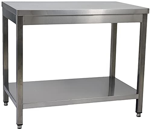 SARO Edelstahltisch – Mit Unterblatt – Zerlegbar – 100×60 cm – Flatpack – Hohe Standfestigkeit
