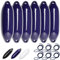 HonuNautic 6er Set Fender incl. Fenderleinen | U-Serie | Farbe: Blau | Größe: Ø 12 x L 40 cm | Boot & Yacht Stegfender, Langfender