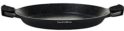 Paella de piedra no pegajosa, calidad resistente, sin PFOA, seguridad de inducción, asas extraíbles, 32 cm (diámetro: 36)