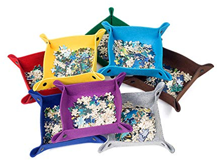 Jigsaw Puzzle Accessory Puzzle Piece Sorter, Felt Folding Button Style Puzzle Sorting Trays for Puzzles Up to 1000 Pieces, Random Color