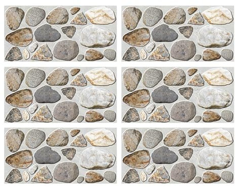 IMIKEYA 6 Feuilles De Galets Stickers Muraux Vinyle Auto- Adhésif Amovible Mur De Galets Peintures Murales pour La Cuisine Salle De Bains 30X15cm