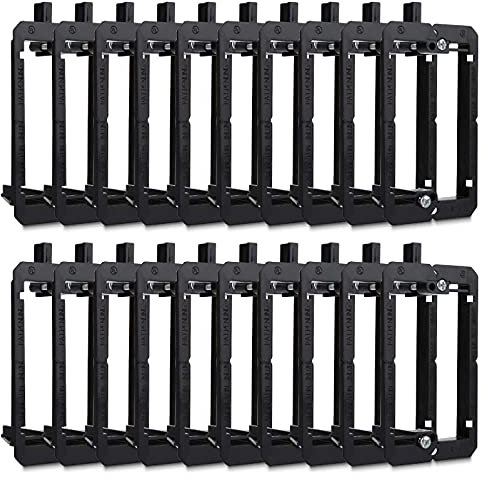 20 Pack Single Gang Low Voltage Mounting Bracket, Flush Mounting Wall Plate, Pass Through Wall Plates for Networking, HDMI, Coaxial Cables, Speaker Wires-Black