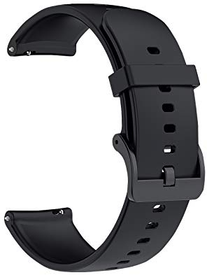 Microwear Metall Armband Kompatibel mit Samsung Galaxy Watch,20 mm 22mm Mesh Gewebte Edelstahl Armband,fur Herren Damen (Black, 20mm-silikon)