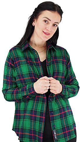 Mimosa Chemises de maternité en flanelle pour femme 100% coton à carreaux Premium Casual Taille 8-36 Vert/Marine