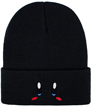 Roffatide Anime Skull Caps für Damen Herren Bestickter Totenkopf-Hut Beanie Mütze Winter Strickmütze Schwarz