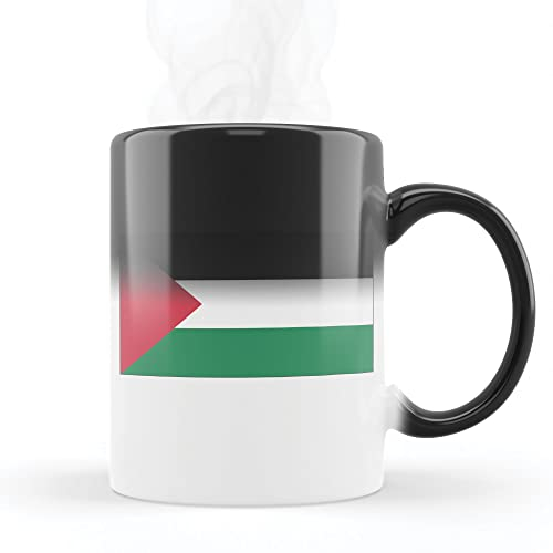 Mygoodprice MUG Magique qui change de couleur sensible à la chaleur - Thermosensible - en céramique au motif Drapeau Palestine