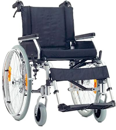 FabaCare Leichtgewichtrollstuhl mit Trommelbremse 2920 Moly Economy, faltbarer Rollstuhl, Faltrollstuhl, Reiserollstuhl mit Steckachsen, Sicherheitsreflektoren, Sitzbreite: 43 cm