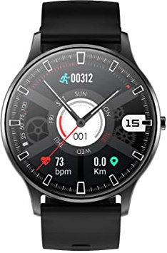Radiant Kollektion Miami Black: Smartwatch, Smartwatch mit Pulsmesser, Blutdruckmessgerät, Schlafüberwachung und digitaler Aktivitätsarmband-Funktion, für Damen und Herren, kompatibel mit Android iOS,