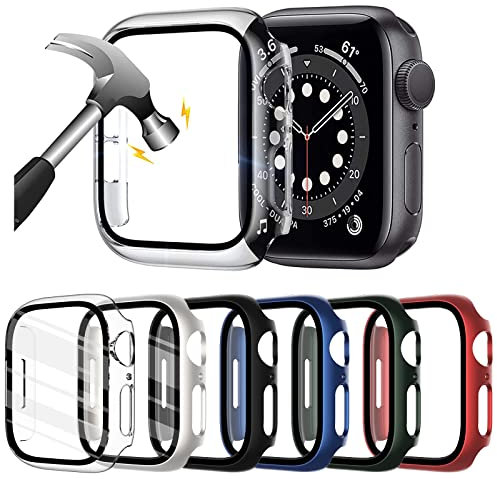 WINGLE 6-pack Compatible for Apple watch Screen Protector 38mm Series 3 2 1, Hard PC Bumper Sports Protective Case for iWatch 38mm Man Women, Green/Blue/Red/Black/Starlight/Transparent