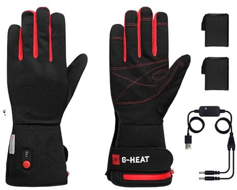 G-Heat - Beheizbare Arbeitshandschuhe - Gemischt - Atmungsaktiv - Winddicht. Einsatzbereiche: Arbeit, Handhabung, Heimwerken. Lieferung mit 1 Paar Akkus und Ladekabel.