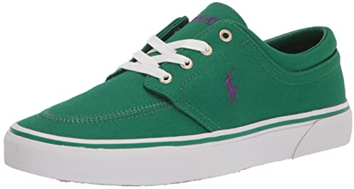 POLO RALPH LAUREN Herren Faxon X Color-Blocked Canvas Sneaker, Primary Green/Purple Pony Player, 42 EU
