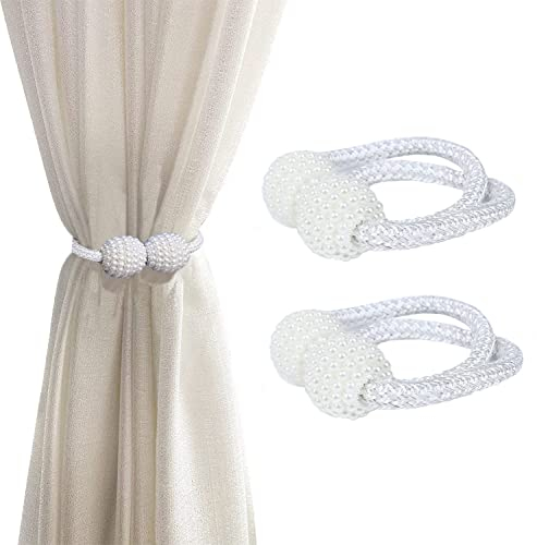 CandyAlley 2 Stück Magnetische Vorhang Raffhalter Vorhang Clips Seil Rückwärtige Vorhang Halter Schnallen Vorhang Binder Gardinenhalter für Haus Dekoration (Weiß)