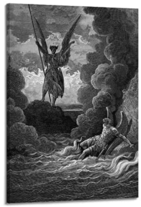 JAHER Satan und Beelzebub von Gustave Dore Art Poster, Malerei auf Wandkunst, Croll-Bild, Wanddekoration, 30 x 45 cm