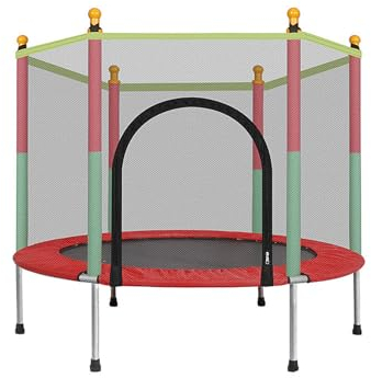 YORKING 140cm Trampoline With Safety Net Cover and Accessories Indoor and Outdoor Use Red