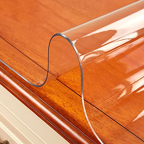 HUHJYUGE Tischdecke Folie Klar 3mm 130cm, Tischfolie Tischdecke Transparent Durchsichtig, Schutztischdecke Wasserfest, Fettdicht, Wasserdicht, Hitzebeständig, für Tisch/Couchtisch