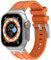 VeveXiao Bracelet robuste de luxe compatible avec Apple Watch Ultra Band 49mm 45mm 44mm 42mm, bracelet de rechange étanche en silicone pour iWatch Series 8 7 6 5 4 3 2 1 SE, Orange argenté