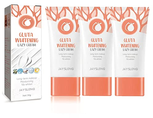 Gluta Whitening Lazy Cream, Gmeelan Orange Exfoliating Whitening Gel, Gluta Whitening Facial Cream, Whitening Facial Cream Lotion Moisturizing Lazy Cream, Suitable for All Skin Types (3pcs)