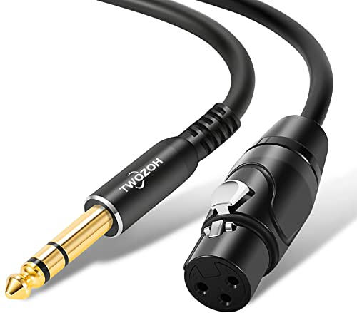 Twozoh Cable XLR Hembra a 6,35 mm 1M, Jack 6,35mm estéreo TRS equilibrado a XLR Hembra cable de micrófono (Profesional/Hifi)