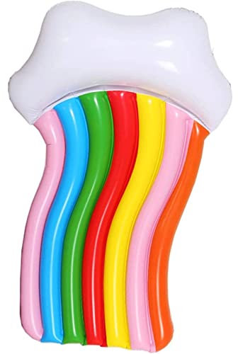 Plié Anneau de natation en forme d'arc-en-ciel, salon flottant de radeau de flotteur de piscine de rangée pour des adultes, flotteur gonflable de piscine avec la pompe électrique 180*105CM Drôle