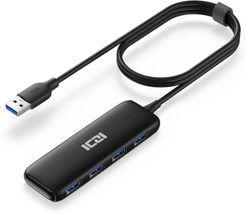 USB Hub, 4-Port USB 3.0 Hub Ultra Slim Data Hub with 4 ft Extended Cable, ICZI 4 Ports USB Hub 3.0 for Macbook, Mac Pro/mini, iMac, Surface Pro, Notebook PC, XPS, USB Flash Drives, Mobile HDD and More