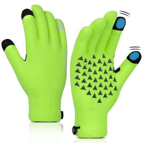 HIKENTURE Gestrickte Fahrradhandschuhe Winter Wasserdicht - Winterhandschuhe Fahrrad Herren Damen - rutschfeste Winddichte Thermo Handschuhe Fahrrad Winter Warm-1182-B2